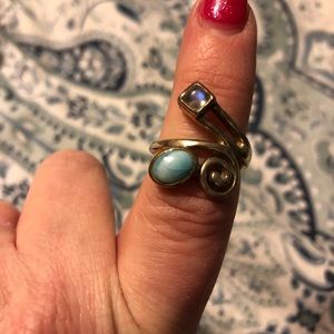 Larimar and moonstone ring size 8